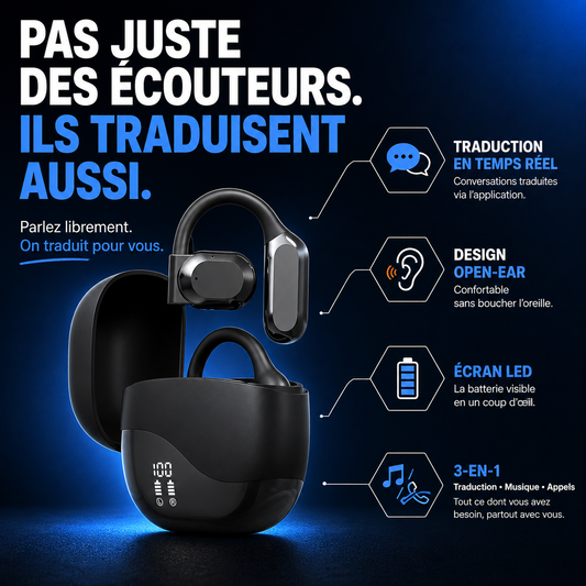 Communiquez dans toutes les langues avec des écouteurs traducteurs connectés M62 - Traducteur vocale intelligent avec IA